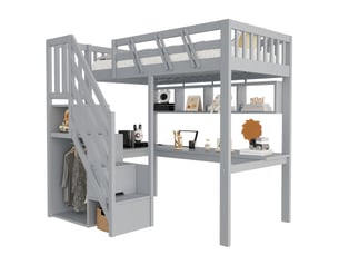 Lit mezzanine 90x200 cm <strong>MODENUIT </strong>  <strong></strong> coloris gris