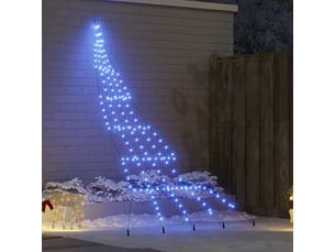 Arbre de noël, sapin de noël led avec piquets au sol bleu 306 cm métal