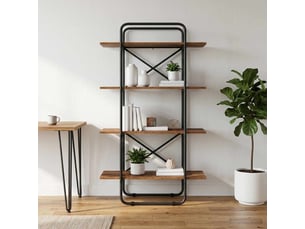 Étagère 4 niveaux, étagère de rangement 60 x 35 x 140 cm pb bois de chêne
