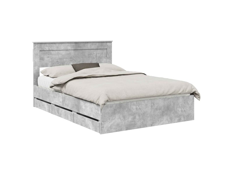  Lit double- lit adulte -  cadre de lit gris béton 140 x 200 cm bois ingénierie  - Conforama A