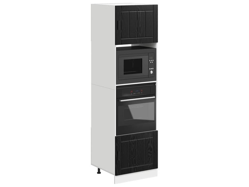 Armoire de cuisine, armoire de four porto chêne noir 60x57x207cm - Conforama C