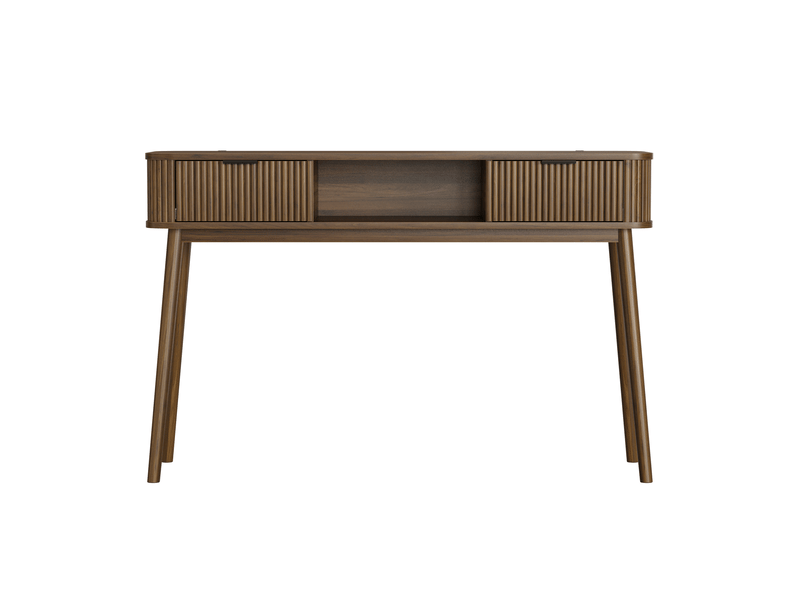  Console 120x35x77,6 cm effet noyer avec 2 tiroirs  - Conforama A