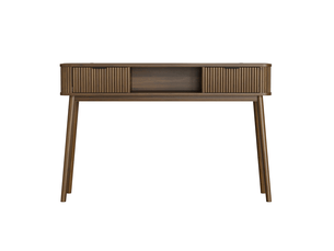 Console 120x35x77,6 cm effet noyer avec 2 tiroirs
