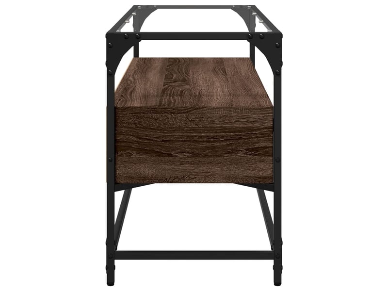  Meuble tv - banc tv - meuble de rangement avec dessus en verre chêne marron bois d'ingénierie  - Conforama E