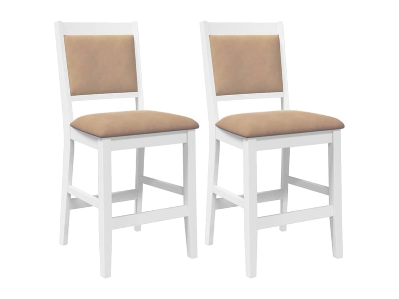  Lot de 2 tabouret de bar avec coussins en bois massif blanc et caoutchouc shl57718  - Conforama A