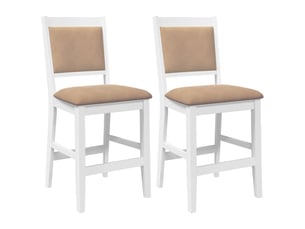 Lot de 2 tabouret de bar avec coussins en bois massif blanc et caoutchouc shl57718