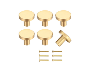 6 boutons pour tiroirs, boutons dorés pour meubles, boutons ronds pour armoires, boutons pour tiroirs en laiton doré, tirateurs pour portes de cuisine