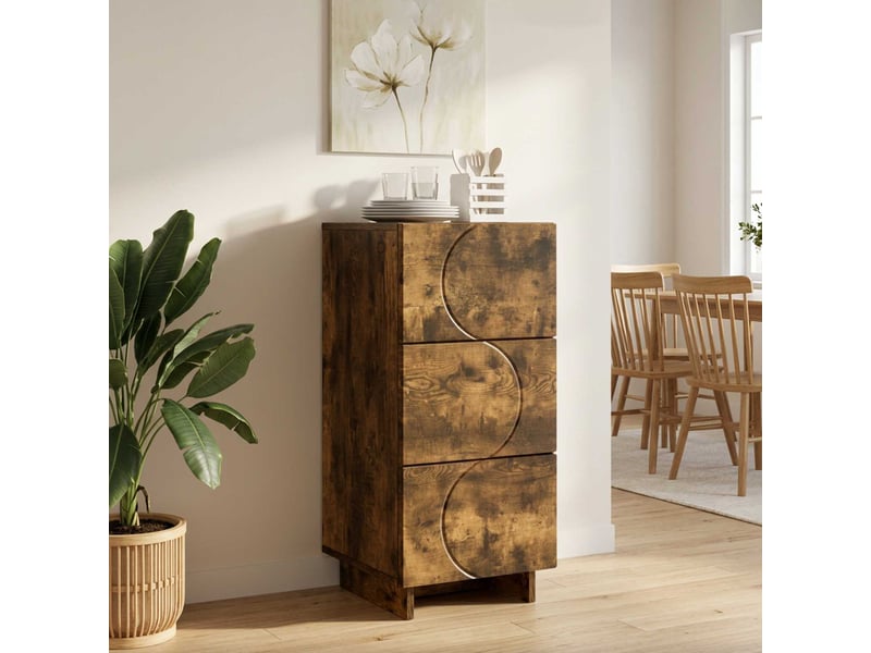 Buffet salon, buffet de rangement chêne fumé 33,5x34,5x75 cm bois d'ingénierie shl27497 - Conforama B