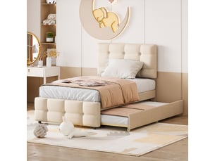 Lit gigogne 90x200 cm <strong>HAUSS SPOLE</strong> <strong></strong> coloris beige