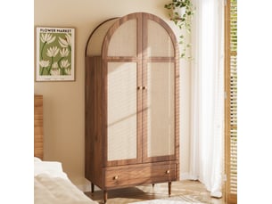 Armoire dressing penderie 79 x 50 x 175 cm portes tissu tiroir inférieur tringle large pieds massifs mdf noyer