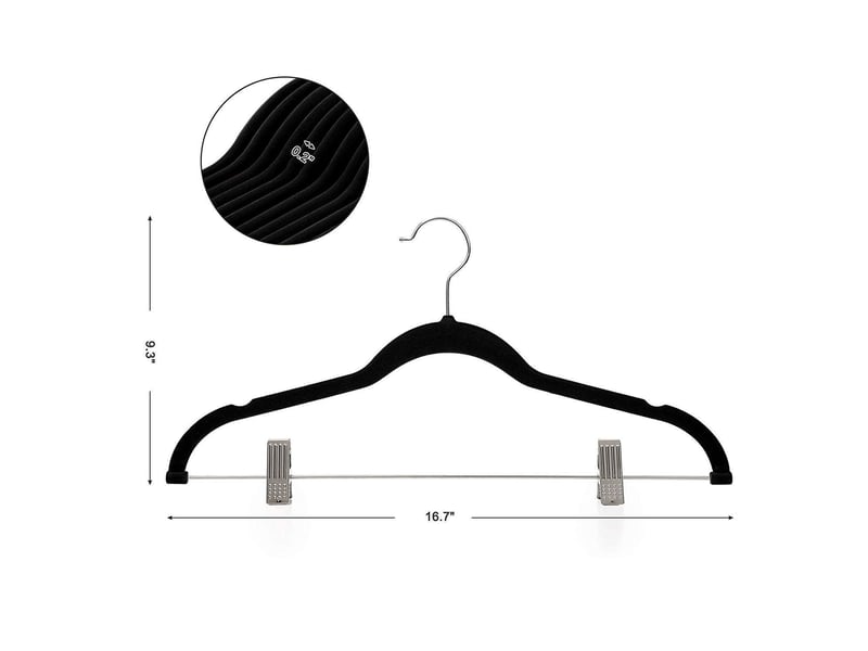  Cintres en velours avec pinces pour jupes lot de 10 noir  - Conforama B