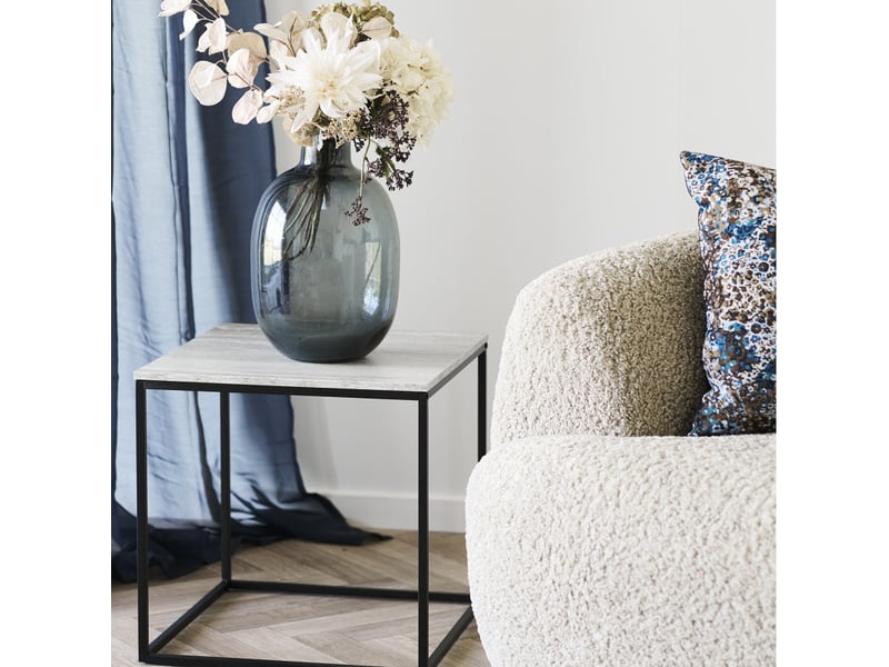 Chic-table d'appoint décor travertin et métal 45x45 cm  - Conforama B