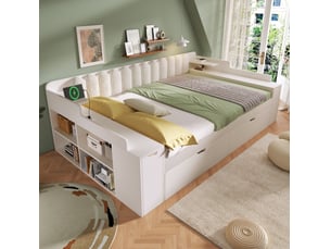 Lit 2 places 140x190 cm OKWISH   coloris blanc