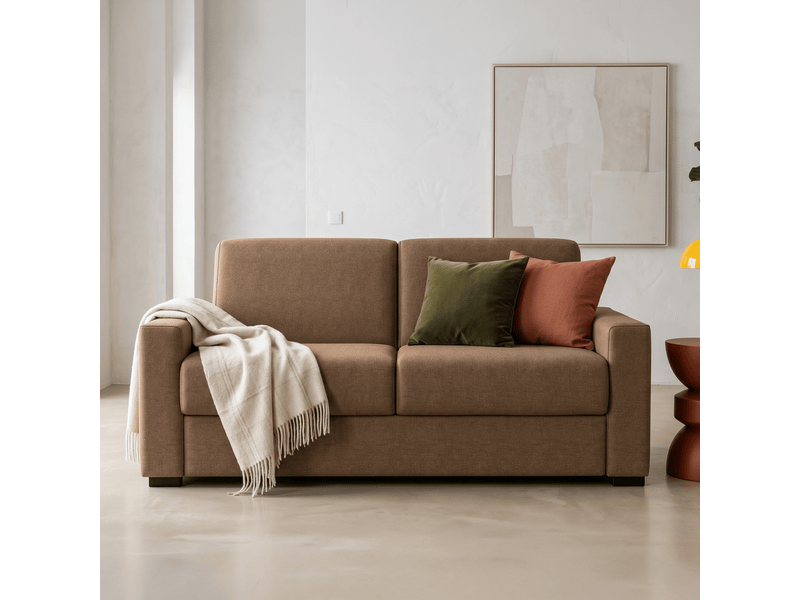  Canapé droit convertible 3 places en tissu chenille moka - ouverture express - anzio Anzio - Conforama B