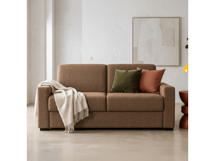 Canapé droit convertible <strong>HOMIFAB</strong> <strong>Anzio</strong> 3 places Tissu marron