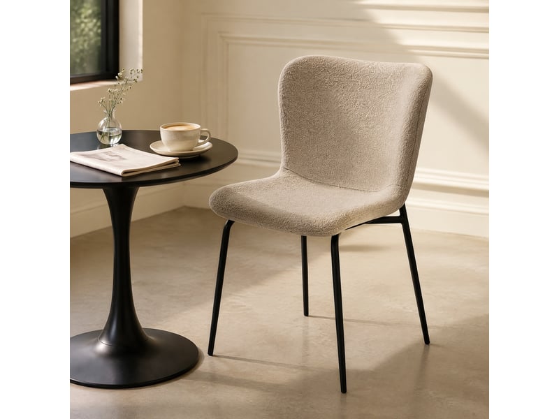  Lot de 2 chaises de salle à manger modernes en tissu et métal kaki  - Conforama B
