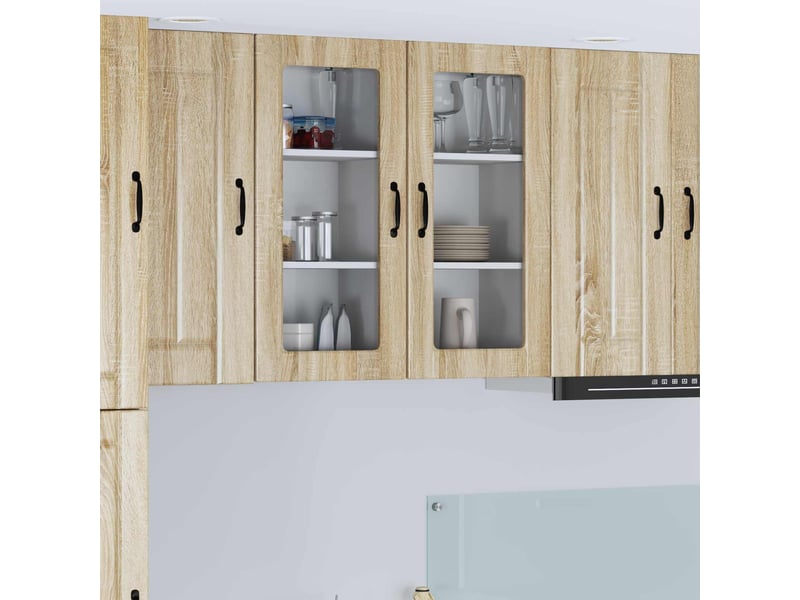  Meuble mural de cuisine, cabinet en verre mural chêne sonoma 40x31x80cm shl7702  - Conforama B