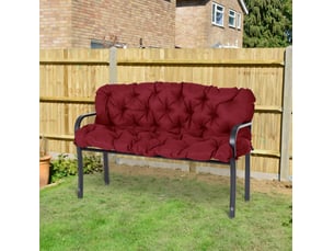 Coussin de banc 3 places 150 x 98 x 8 cm – rouge – dossier intégré et liens de fixation pour intérieurextérieur