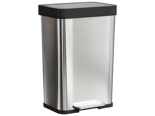 Poubelle à pédale 60 l à fermeture silencieuse argentée