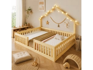 Lit cabane 140x200 cm <strong>STILVORA</strong>  <strong></strong> coloris naturel