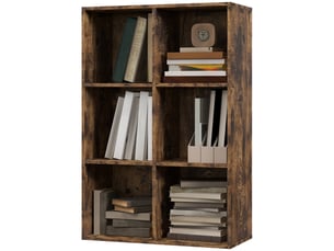 Étagère à 3 niveaux avec 6 cubes de rangement pour bureau, 65,5 x 30 x 97,5 cm, marron rustique