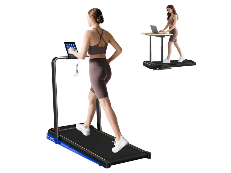  Tapis de course pliable avec inclinaison réglable, vitesse 1-10 kmh, écran led et télécommande, noir  - Conforama A