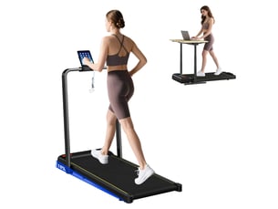 Tapis de course pliable avec inclinaison réglable, vitesse 1-10 kmh, écran led et télécommande, noir
