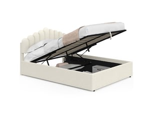 Lit coffre 140x190 cm <strong>ID MARKET</strong> <strong></strong> coloris blanc