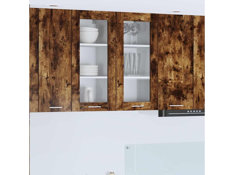 Meuble de rangement cuisine, armoire suspendue 2 pcs chêne fumé bois d'ingénierie shl9844 - Conforama B