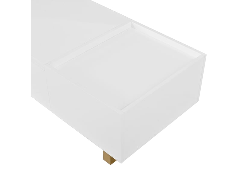  Table basse relevable avec 1 tiroir et 1 rangement caché, finition brillante, en mdf, blanc, 100 × 50 × 54,5 cm  - Conforama E