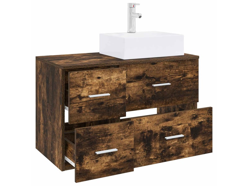  Ensemble de mobilier de salle de bain 2 pc chêne fumé cf64077  - Conforama C