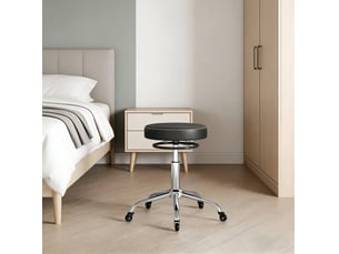 Tabouret de bureau à roulettes 49x46-58x49 cm noir, pu et métal, pivotant réglable pour bureau