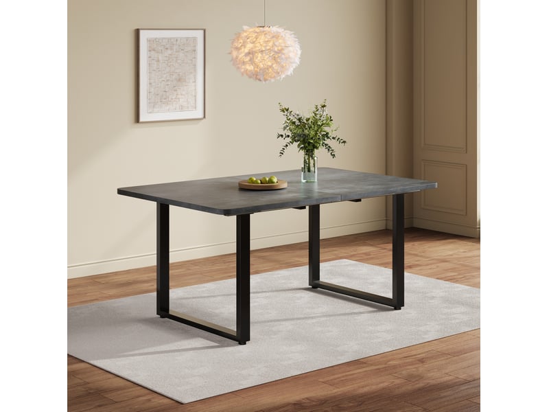  Table à manger extensible, 140-180-220x80 cm, 6-10, design moderne, repas, plateau mdf, piètement métal, coloris gris  - Conforama E