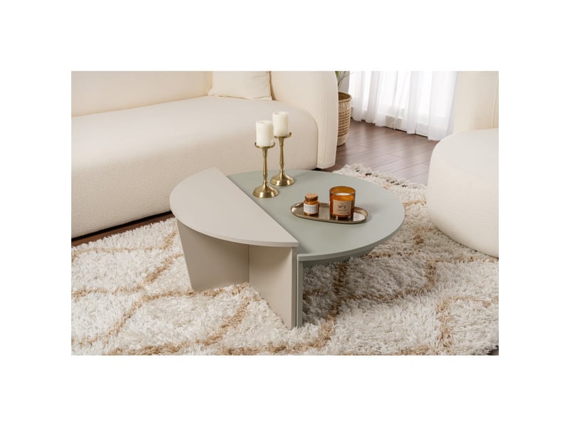 Tables basses gigognes en bois mdf mélaminé vert cendré et grès 90 x 60 x 30 cm lot de 2 - Conforama C