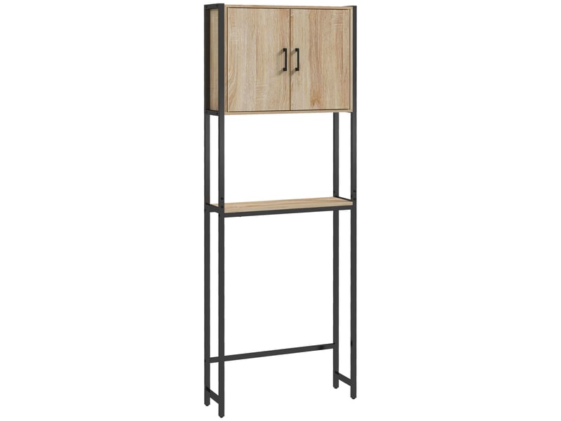  Étagère de toilettes meuble de salle de bain dessus toilette wc avec étagère ouverte et placard 2 portes  - Conforama B