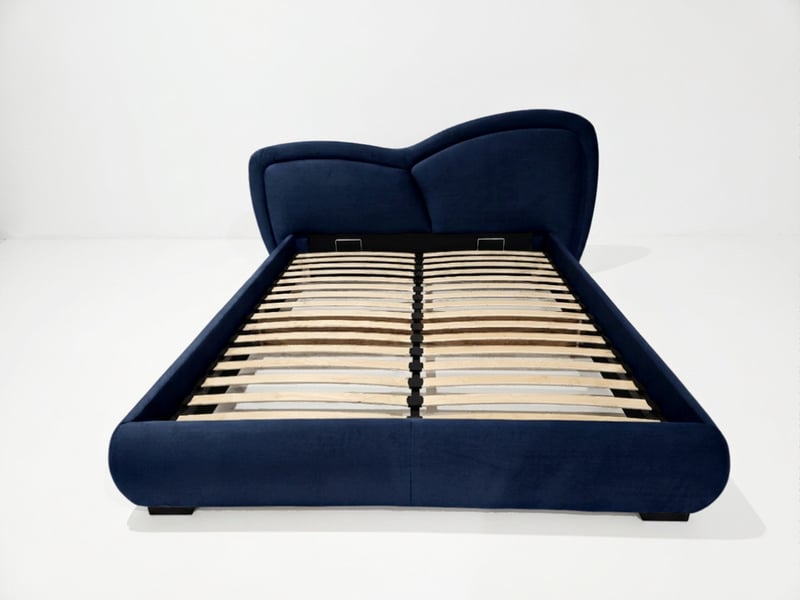 Bobochic lit bas daniela tissu velours lisse bleu 140x190 DANIELA - Conforama A