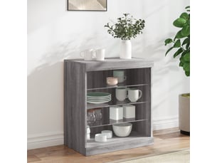Buffet - bahut - meuble de rangement avec lumières led sonoma gris 60,5x37x67 cm