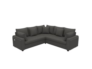 Canapé d'angle tcqpz en l 198 x 198 cm 5 places avec led et ports usb usb-c velours côtelé gris