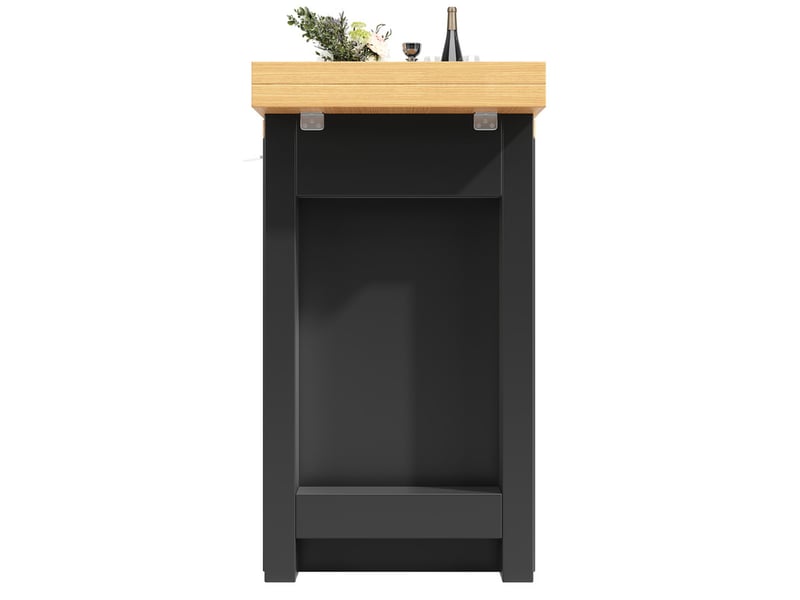 Îlot de cuisine 120cm, table de bar, avec plateau rotatif 360°, led variable, casier à bouteilles, design moderne, noir - Conforama E