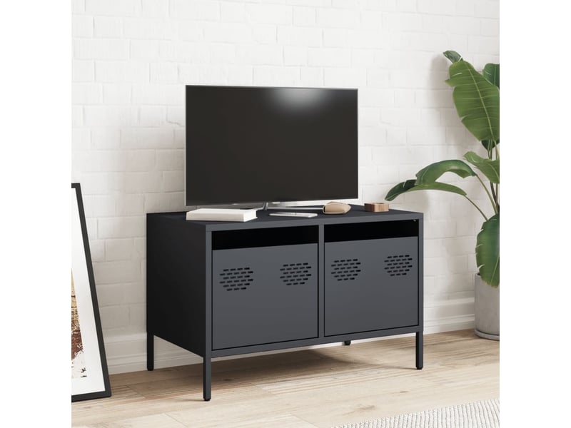  Meuble tv - banc tv - meuble de rangement anthracite 68x39x43,5 cm acier laminé à froid  - Conforama C