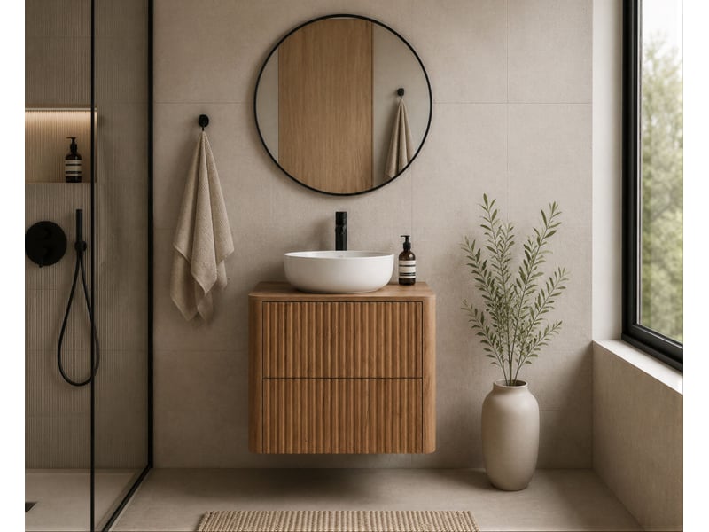  Meuble sous vasque suspendu linea 60 cm chêne craft d'or  - Conforama B
