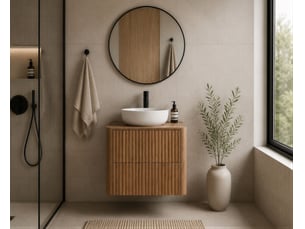 Meuble sous vasque suspendu linea 60 cm chêne craft d'or