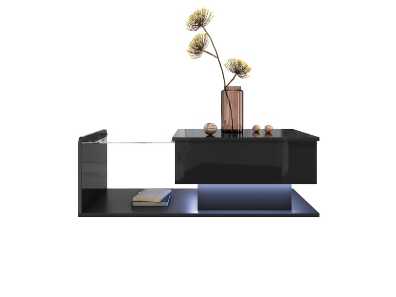  Table basse relevable 100 x 50 cm panneau de particules noir  - Conforama W