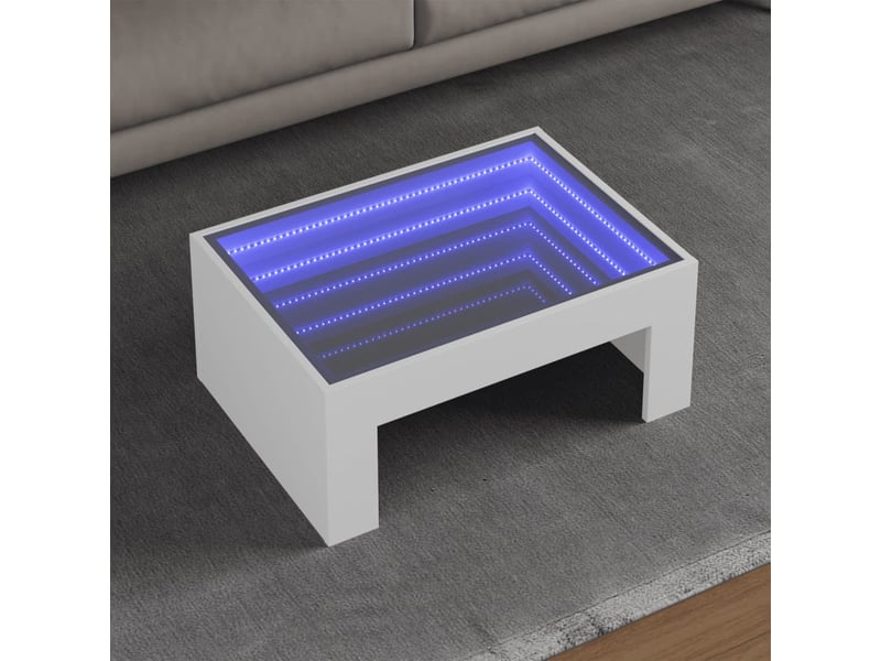  Table basse - table de salon - table à thé avec led infini blanc 70x50x30 cm  - Conforama B