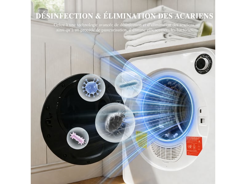  Sèche-linge blanc 3 kg (capacité réelle 5 kg), radiateur en céramique, 4 programmes et anti-surchauffe  - Conforama C