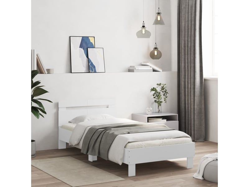  Lit simple- lit adulte -  cadre de lit sans matelas avec lumières led blanc 100x200 cm  - Conforama B