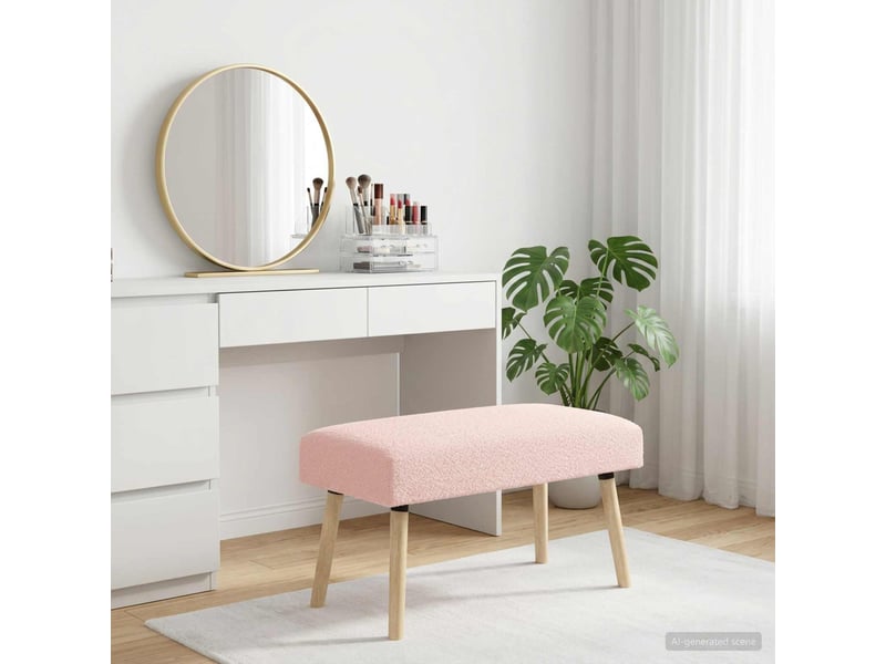  Banc rembourré, banc de lit, banc uni rose 80x40x46 cm bouclé  - Conforama C