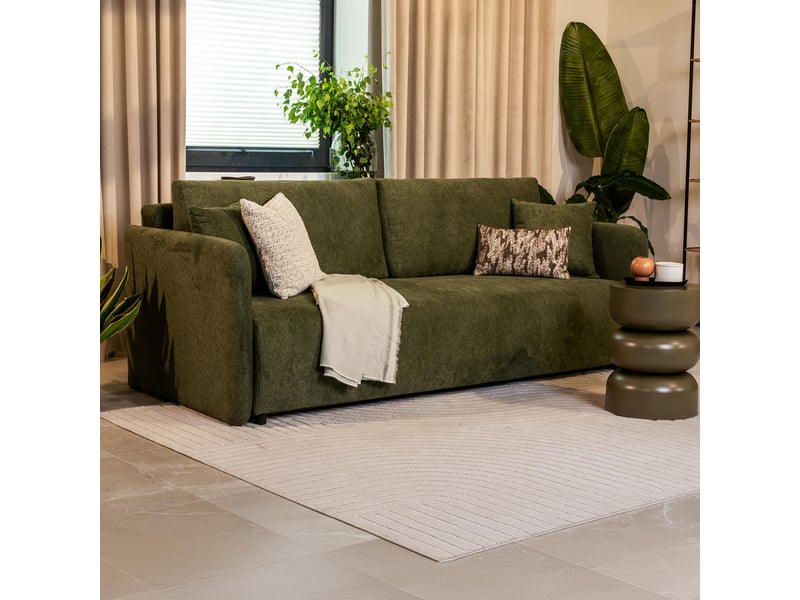 Celsy - canapé 3 places convertible avec coffre en tissu vert CELSY-3P-VER - Conforama D