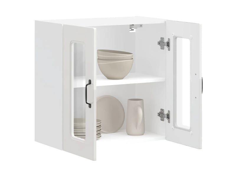 Armoire murale de cuisine avec porte vitrée bois d'ingénierie blanc brillant shl4316 - Conforama E