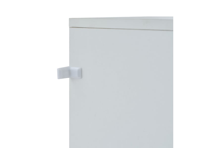 Buffet bas blanc 120x40x75 cm - meuble rangement cuisine avec 3 portes haut gloss et étagères intérieures - Conforama E